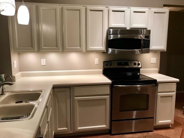 Kitchen cabinets, light gray
